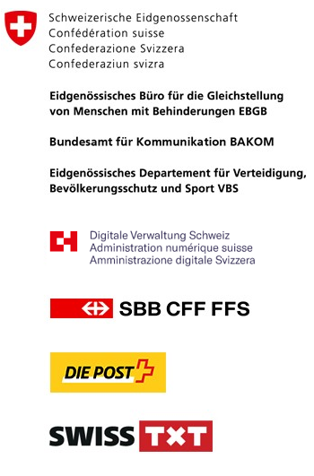 Organisiert von: Eidgenössischen Büro für die Gleichstellung von Menschen mit Behinderungen  Bundesamt für Kommunikation Eidgenössisches Departement für Verteidigung, Bevölkerungsschutz und Sport Geschäftsstelle E-Government Schweiz  Post CH AG Schweizerische Bundesbahnen SBB SWISS TXT AG
